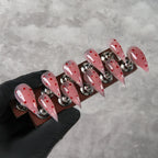 Press-On Nails Stiletto Pink Red Dot Peel & Stick