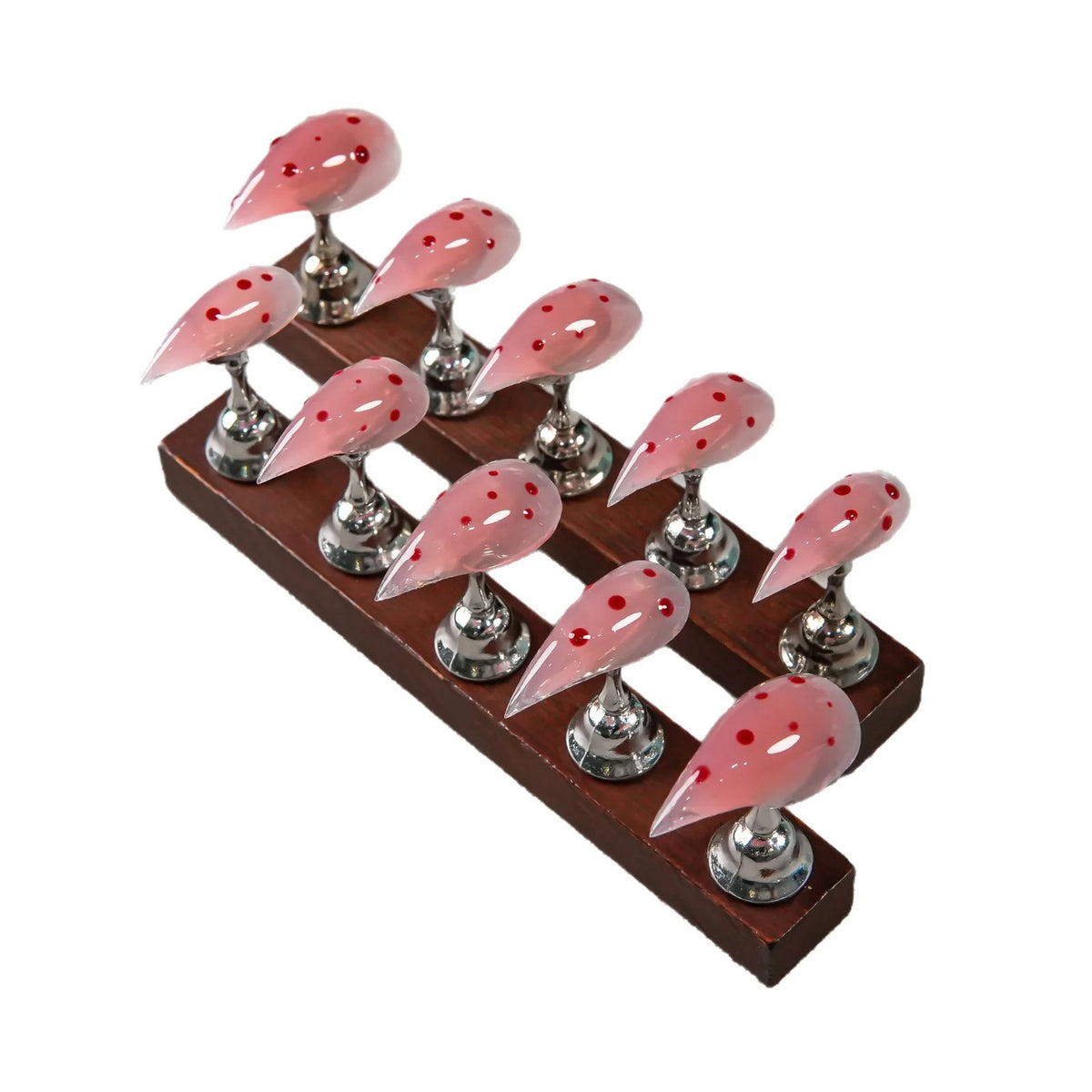 Press-On Nails Stiletto Pink Red Dot Peel & Stick
