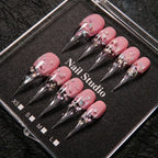 Press-On Nails Stiletto Pink Star Set of 10