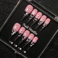 Press-On Nails Stiletto Pink Star Set of 10