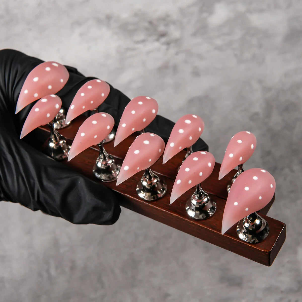Press-On Nails Stiletto Polka Dot Reusable