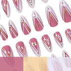 Press-On Nails Stiletto Purple Artistic Set of 24