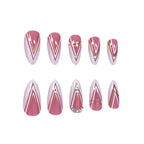 Press-On Nails Stiletto Purple Artistic Set of 24