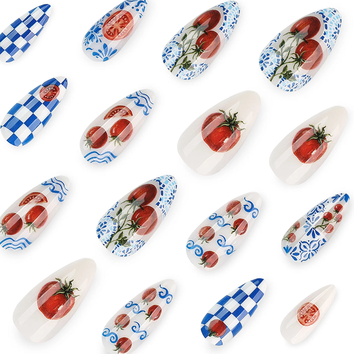 Press-On Nails Stiletto Reusable Tomato Design