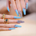 Press-On Nails Stiletto Rhinestone Accent Green Easy Application