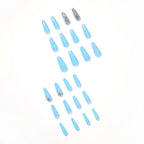 Press-On Nails Stiletto Rhinestone Accent Green Easy Application