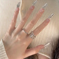 Press-On Nails Stiletto Rhinestone Glue-On
