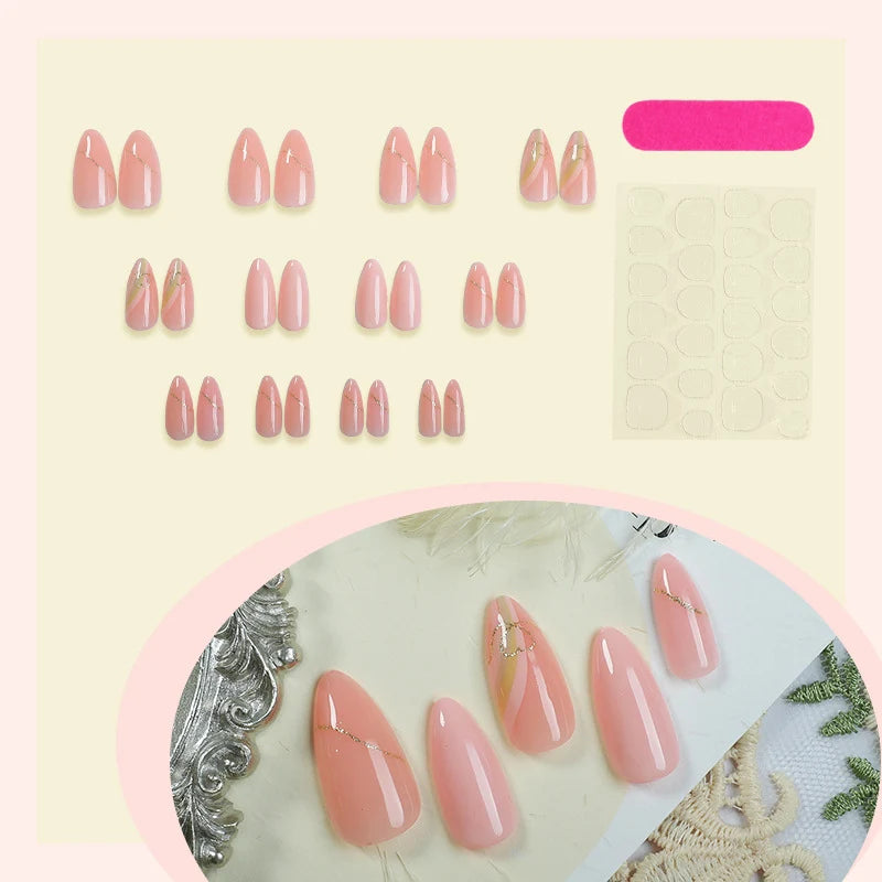 Press-On Nails Stiletto Rose Adhesive Backing & Multiple Sizes