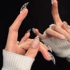 Press-On Nails Stiletto Shape Crystal Accents Adhesive Tabs