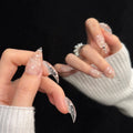 Press-On Nails Stiletto Shape Crystal Accents Adhesive Tabs