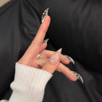 Press-On Nails Stiletto Shape Crystal Accents Adhesive Tabs