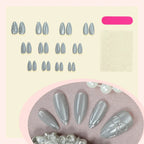 Press-On Nails Stiletto Shape Glossy Metallic Accents