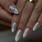 Press-On Nails Stiletto Shape Glossy Metallic Accents