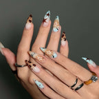 Press-On Nails Stiletto Star & Leopard Print Comfort Fit