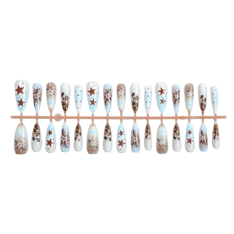 Press-On Nails Stiletto Star & Leopard Print Comfort Fit