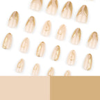 Press-On Nails Stiletto Translucent Base Gold Accents