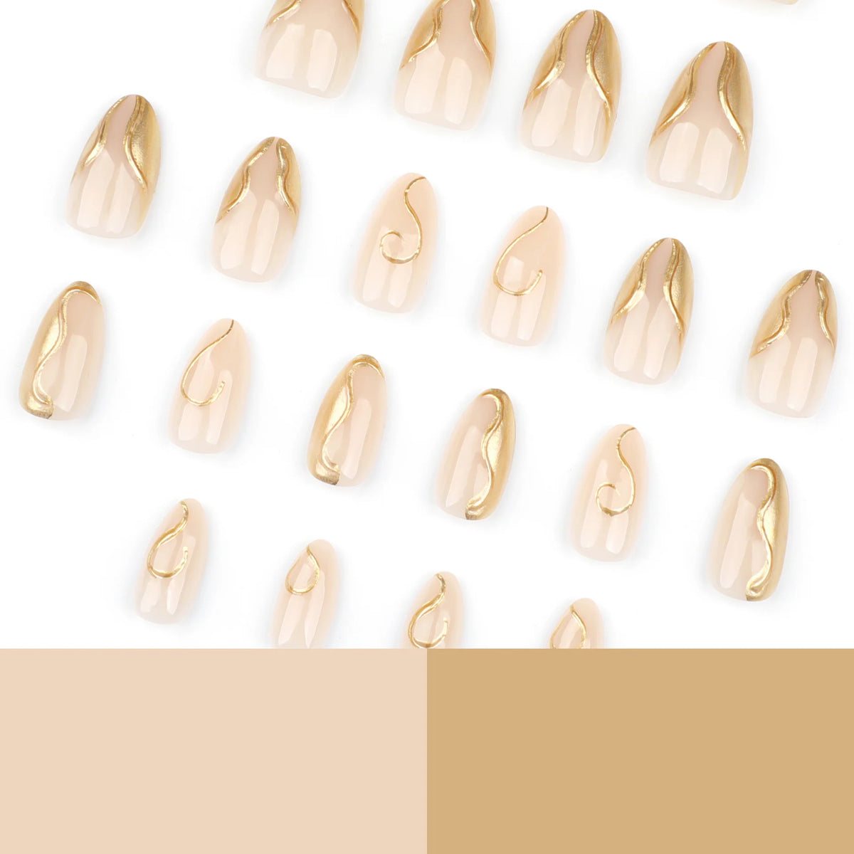 Press-On Nails Stiletto Translucent Base Gold Accents