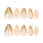 Press-On Nails Stiletto Translucent Base Gold Accents