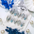 Press-On Nails Teal Glitter Ombre Comfortable Fit
