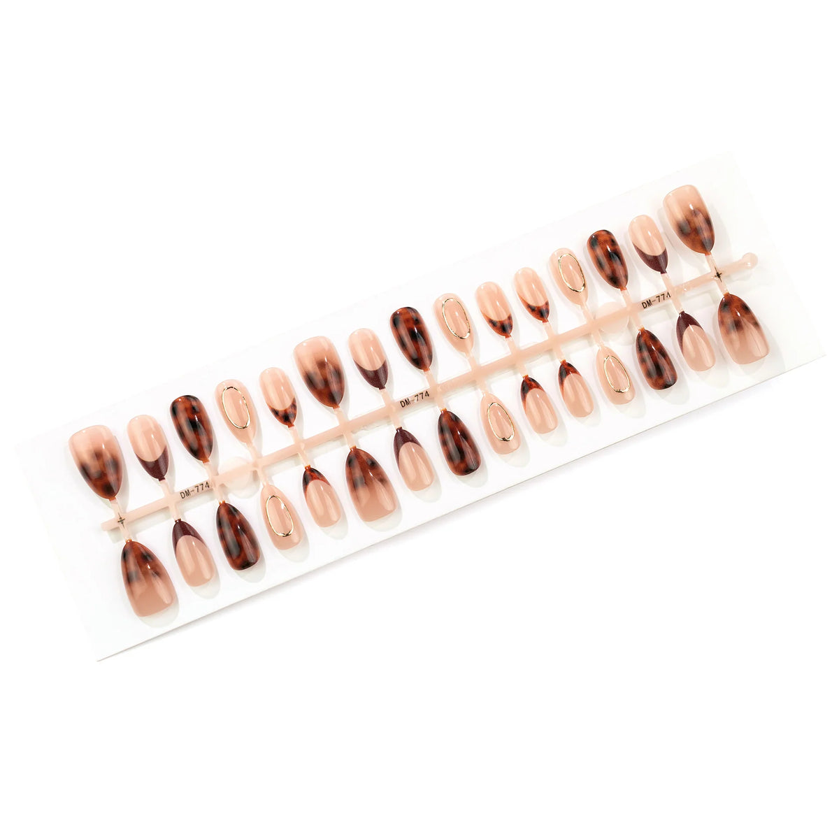 Press-On Nails Tortoiseshell & Gold Accent Adhesive Tabs