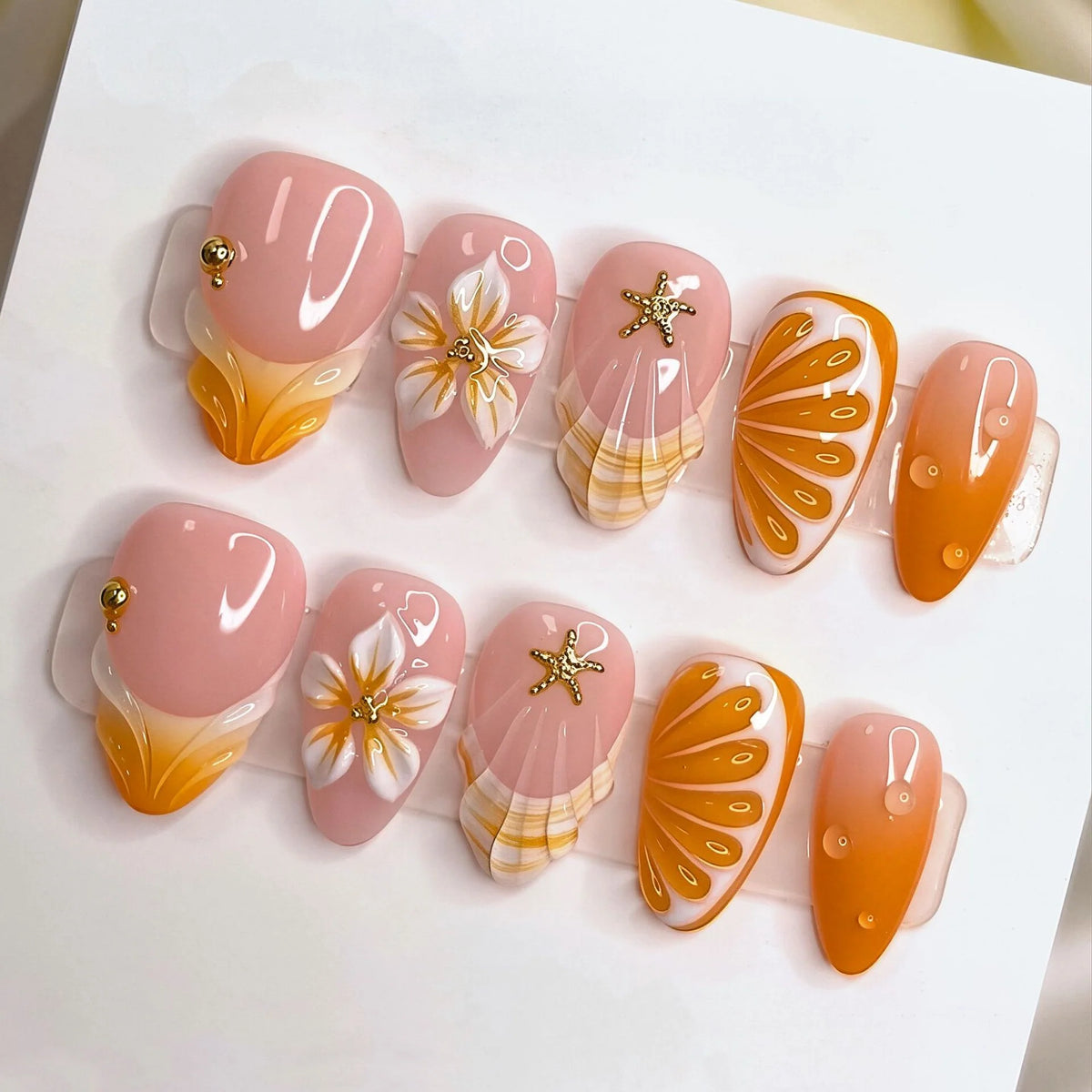 Press-On Nails Tropical Fruit & Floral Adhesive Fit