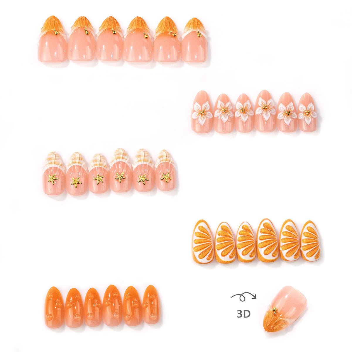 Press-On Nails Tropical Fruit & Floral Adhesive Fit