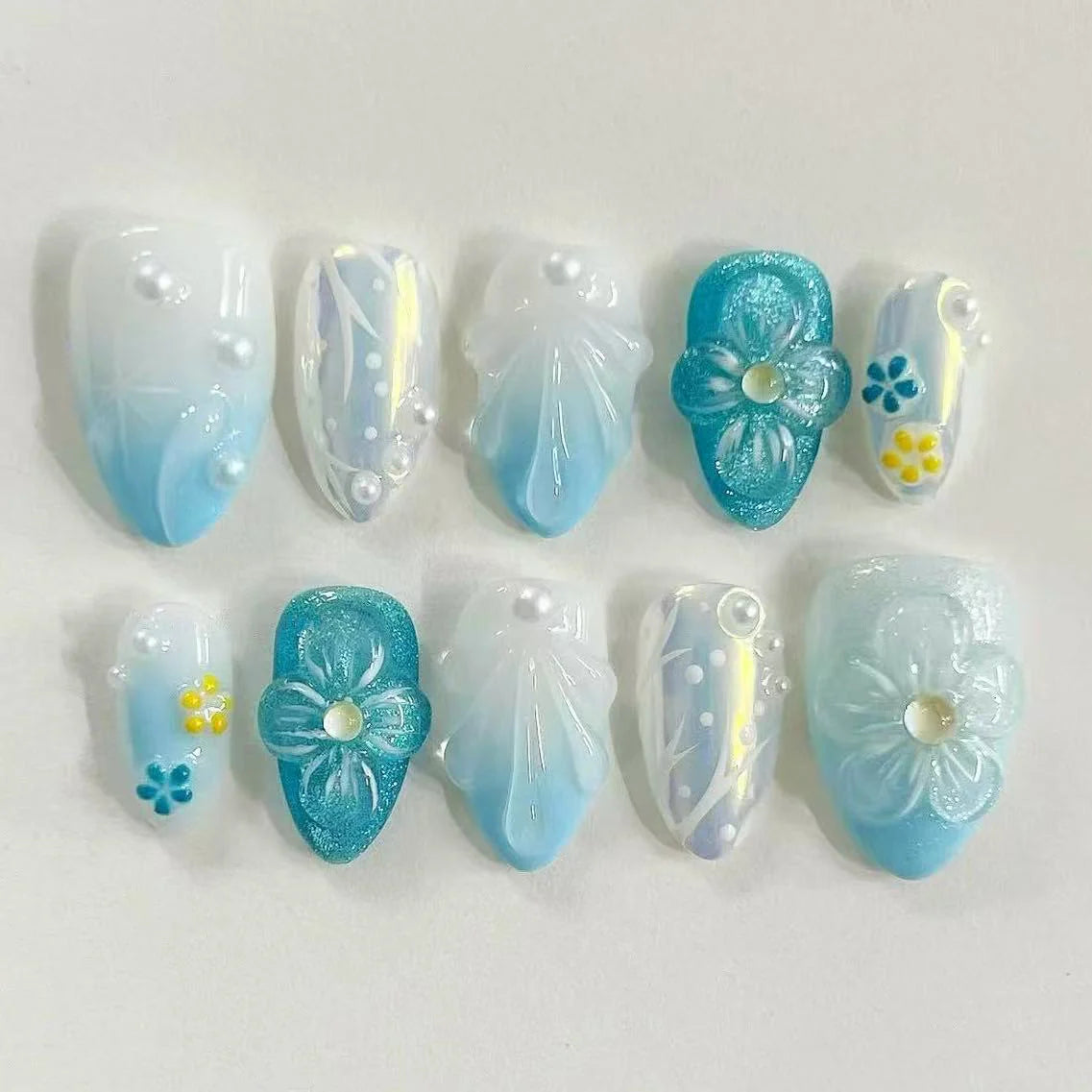 Press-On Nails Vibrant Floral Salon-Quality Multiple Sizes