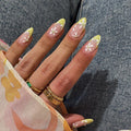 Press-On Nails White Daisy Peel-And-Stick Reusable