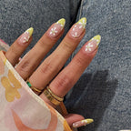 Press-On Nails White Daisy Peel-And-Stick Reusable