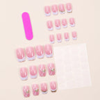 Press-On Nails White Heart Gold Accent