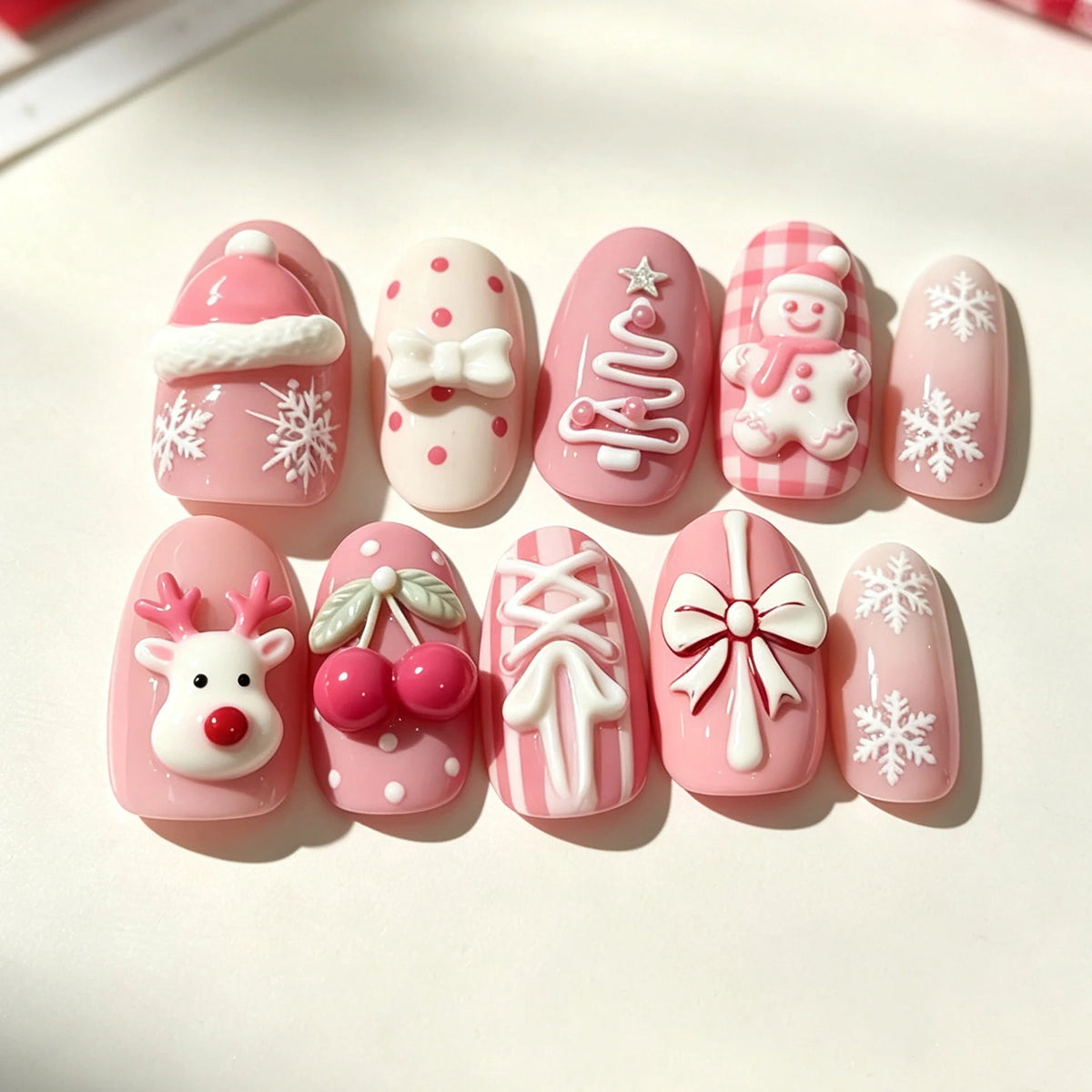 Press-On Nails Winter Designs Pre-Glued & Multiple Sizes