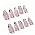 Press-On Stiletto Nail Set Glitter & Pattern Easy Application