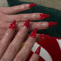 Press-On Stiletto Nail Set Red Acrylic Bow Accents