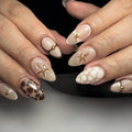 Press-On Stiletto Nails Acrylic Floral & Glitter
