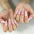 Press-On Stiletto Nails Floral Design & Glossy Finish