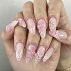 Press-On Stiletto Nails Floral Design & Glossy Finish