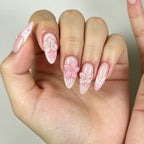 Press-On Stiletto Nails Floral Design & Glossy Finish