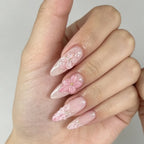 Press-On Stiletto Nails Floral Design & Glossy Finish