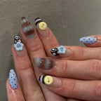 Press-On Stiletto Nails Floral & Glitter Easy Application