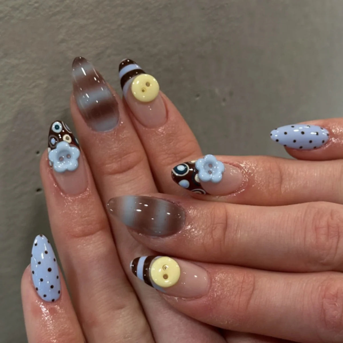 Press-On Stiletto Nails Floral & Glitter Easy Application