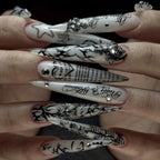 Press-On Stiletto Nails Floral & Glitter Easy Application