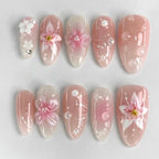 Press-On Stiletto Nails Floral & Glitter Easy Application