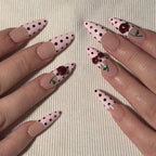 Press-On Stiletto Nails Floral & Glitter Easy Application