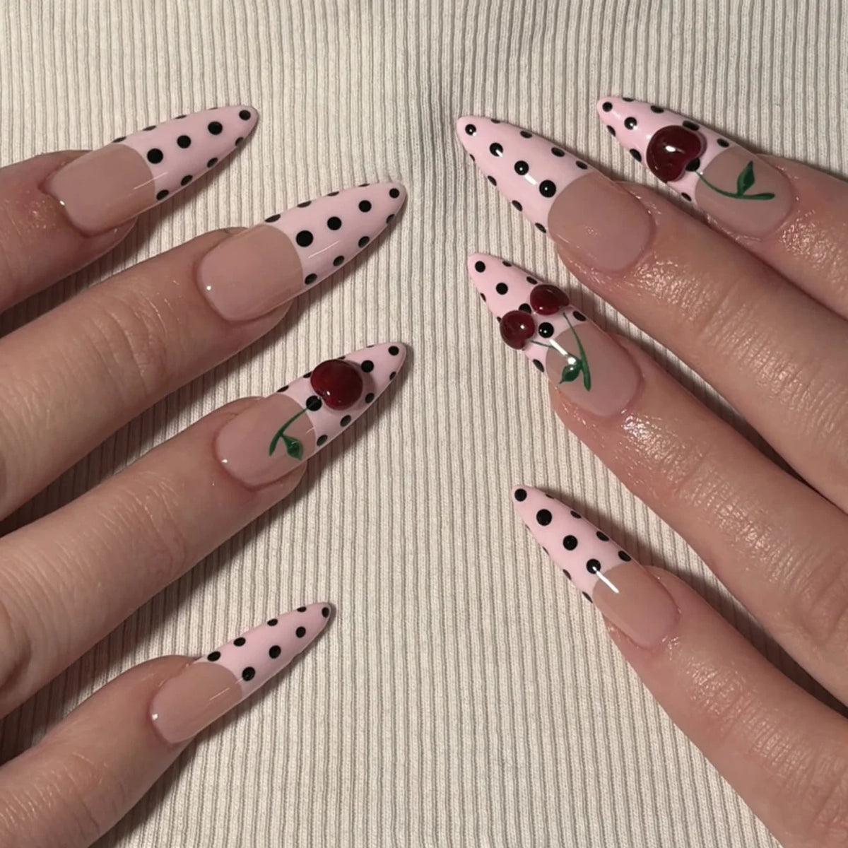 Press-On Stiletto Nails Floral & Glitter Easy Application
