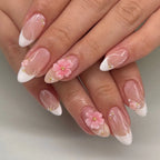Press-On Stiletto Nails Floral & Glitter Easy Application