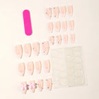 Press-On Stiletto Nails Floral & Rhinestone Easy Application