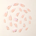 Press-On Stiletto Nails Floral & Rhinestone Easy Application