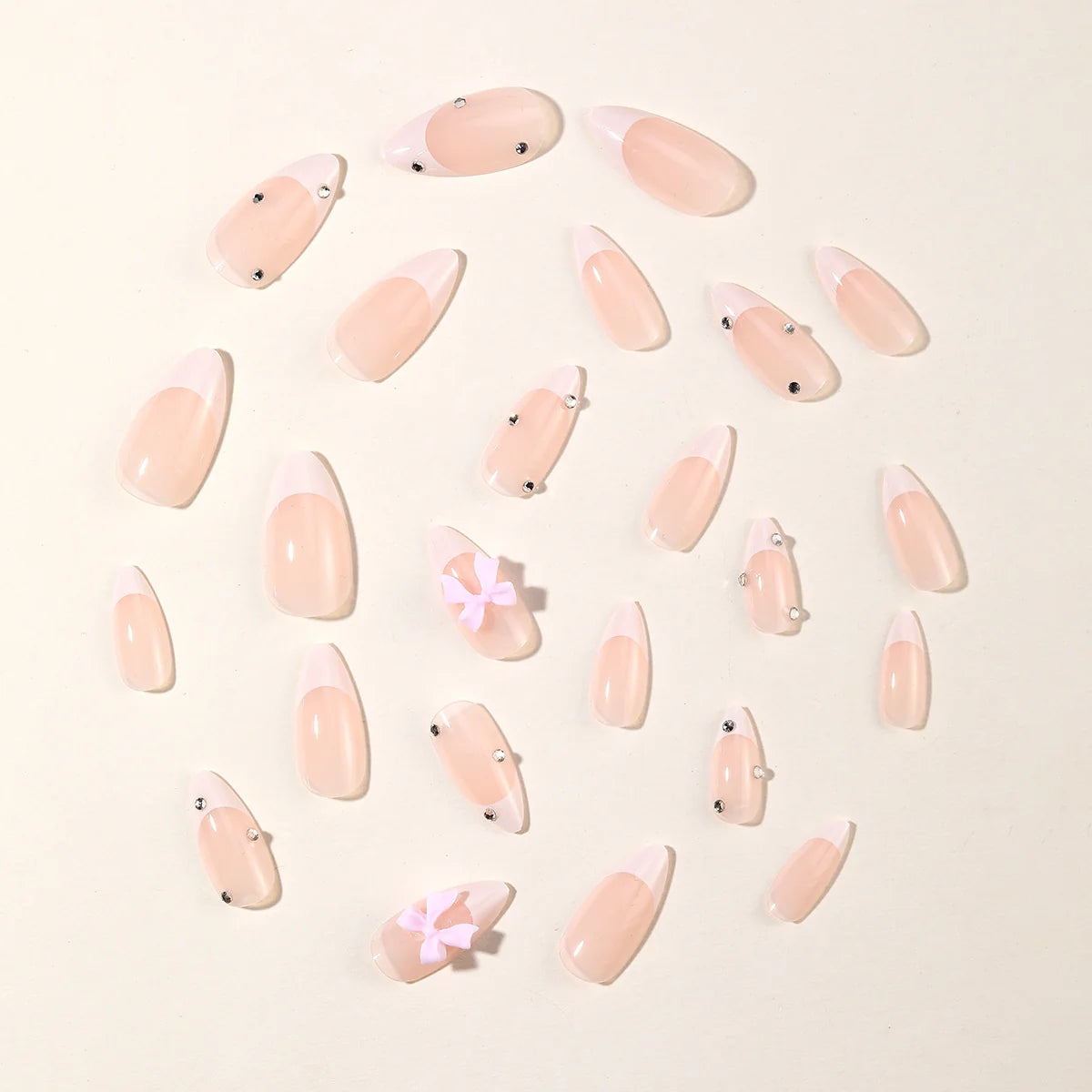 Press-On Stiletto Nails Floral & Rhinestone Easy Application