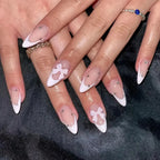 Press-On Stiletto Nails Floral & Rhinestone Easy Application
