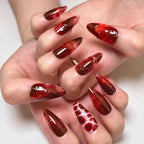 Press-On Stiletto Nails Red Transparent Reinforced Hold